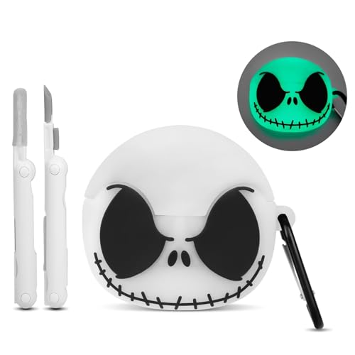 Compatible with Samsung Galaxy Buds 3 Pro Case&Galaxy Buds 3 Case Cover with Cleaner kit, Glow in The Dark Soft Silicone Protective Skull Cases for Galaxy Buds 3/Galaxy Buds 3 Pro Case for Men Women