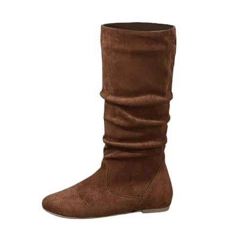 Bottines mi-hautes femme plates avec fermeture éclair latérale
