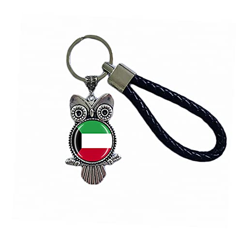 Porte-clés drapeau Koweït souvenir cadeau porte-clés hibou pendentif porte-clés pour homme femme, Koweït, 18 CM (7.09')