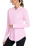 Bashafo Women's Long Sleeve Shirts Quick Dry Breathable Hoodie Athletic Hiking Tops UPF 50+ UV Protection (Pink,L)