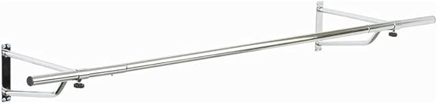 Direct Online Houseware House of Home Heavy Duty Wall Mounted Clothes Rail - Hanging Coat Rack Wardrobe Replacement - Clothes Storage & Organiser for Shirts, Coats, Jackets & Hat - Chrome, 6ft