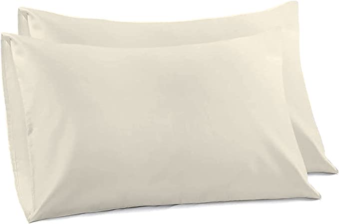 Dazzle Collection® 2 x Luxury Pair of Housewife Pillow Cases Non Iron Percale Bedroom Bedding Pillow Cover (50 x 70 cm, Cream) — image 1
