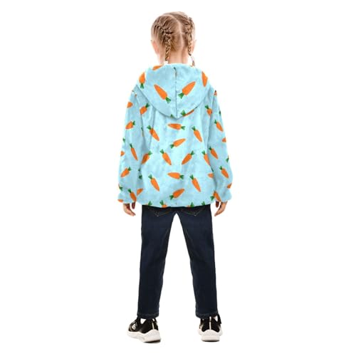 OTVEE Easter Carrots on Blue Kids Hoodie Jacket Fall Spring Full Zip Warm Outwear Coat4