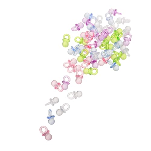 Imagen de HAPINARY 50 Piezas Mini Chupetes Acrílicos Transparentes y Coloridos para Decoración de Collares y Pulseras Resistentes y Ligeros para Showers