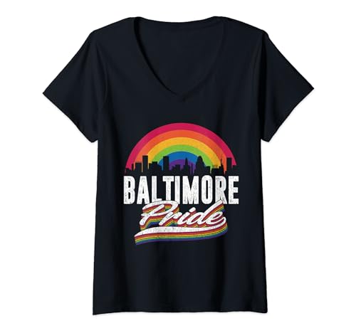 Mujer Baltimore Maryland LGBT Lesbian Gay Bisexual LGBTQ Pride Camiseta Cuello V