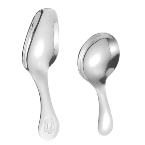 OKUMEYR 2個 ステンレス スチール アイス クリーム スプーン スクープ 小さい 丸型 デザート スプーン 携帯便利