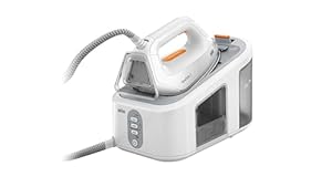 Braun CareStyle 3 Dampfbügelstation IS 3132 WH - mit FreeGlide 3D Bügelsohle, Pumpendruck 6 bar, großer 2 L Wassertank, Eco-Funktion, weiß/orange