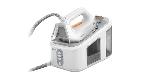 Braun CareStyle 3 Dampfbügelstation IS 3132 WH - mit FreeGlide 3D Bügelsohle, Pumpendruck 6 bar, großer 2 L Wassertank, Eco-Funktion, weiß/orange