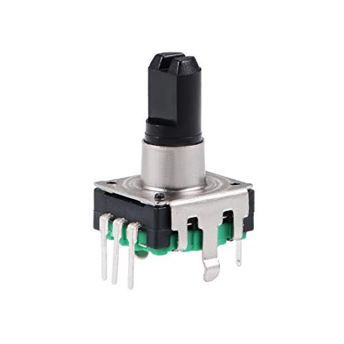 uxcell Potenciômetro digital codificador rotativo de 360 graus, 5 pinos 14,3 mm, eixo D, verde, 2 pe