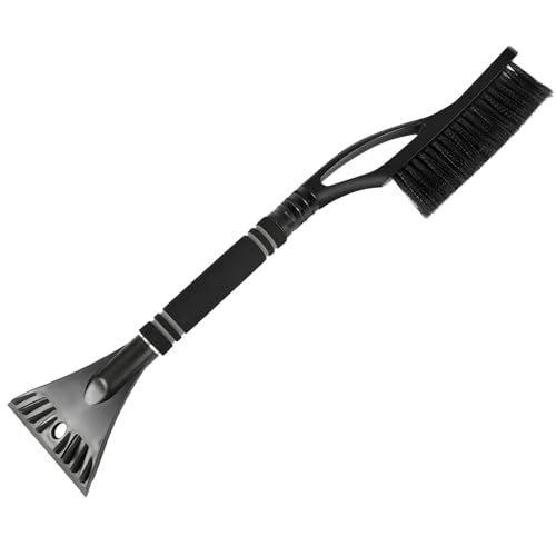NYTKL 23.6" Snow Brush and Ice Scraper, Extendable Snow Removal Tool with Comfortable Foam Grip, Detachable Ice Brush Scratch-Free Cleaning Tool for Car Windshields Windows (Black)