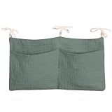 zonBroth Dormitory Bed-Bunk Organizing Bag Nappy-bags Organizer Bedside Hanging Bags Milk Bottle Bib-Storage Bag Crib Organizer Bag Baby Nappy-Bag cotton (Light green)