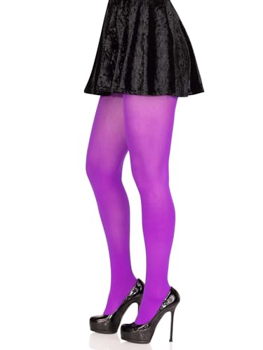 Image of Leg Avenue Opaque Colored Tights for Women, Purple, Queen Size