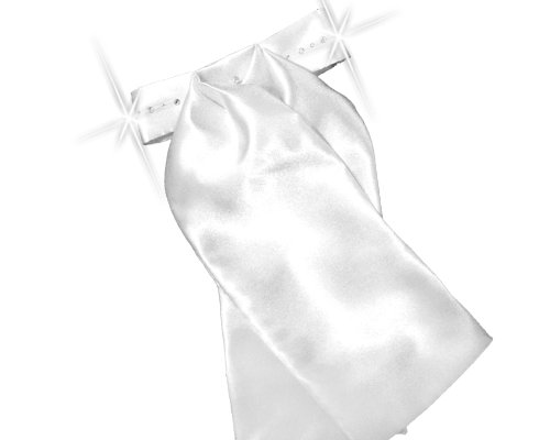 Aiko Exklusives Satin-Plastron mit Strassbordüre, Weiss