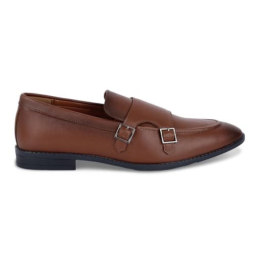 Image of LOUIS STITCH Oxford Formal Shoes for Men | Slip-on Monk Style | Office Shoes for Men | Ideal for Business, Casual, Parties | Solid Russet Tan UK Size 07 (LSRG FM)