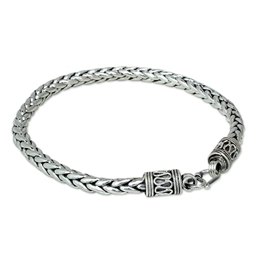 NOVICA Artisan Handmade Men's .925 Sterling Silver Bracelet Chain from Thailand 'Strength'