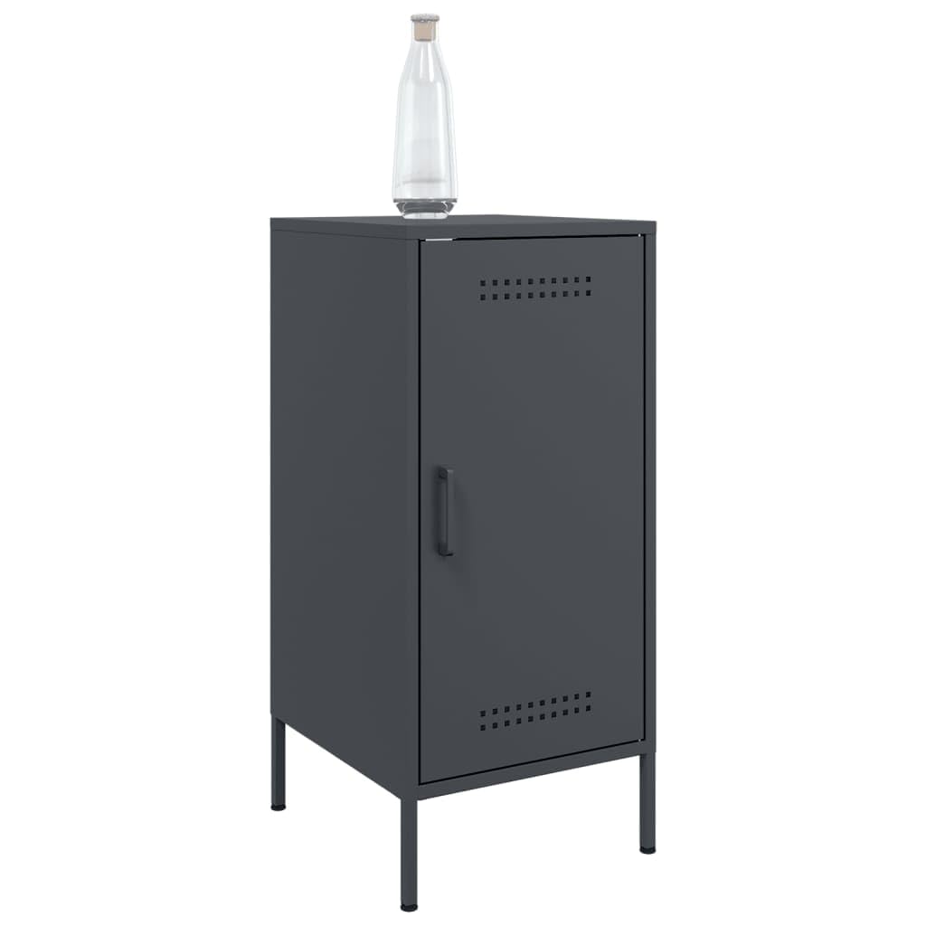 Buffet anthracite 36 x 39 x 79 cm, en acier laminé à froid, armoire avec porte, 2 compartiments, pieds réglables, organisateur robuste, pour chambre à coucher, salon