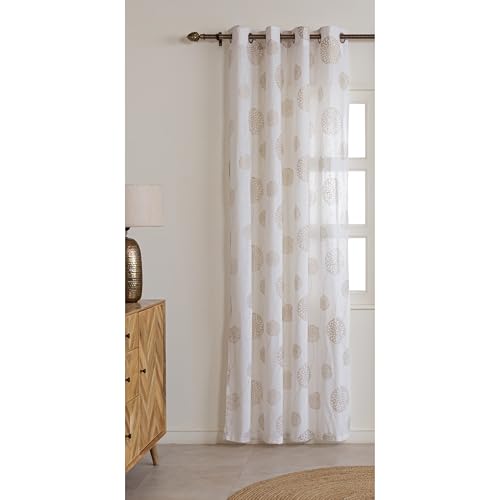 Image of HOMEMONDE Sheer Window 5 Feet Curtains 1 Piece - Printed Sheer Light Filtering Curtain Top Style Eyelets - (60 Inches, Gold)