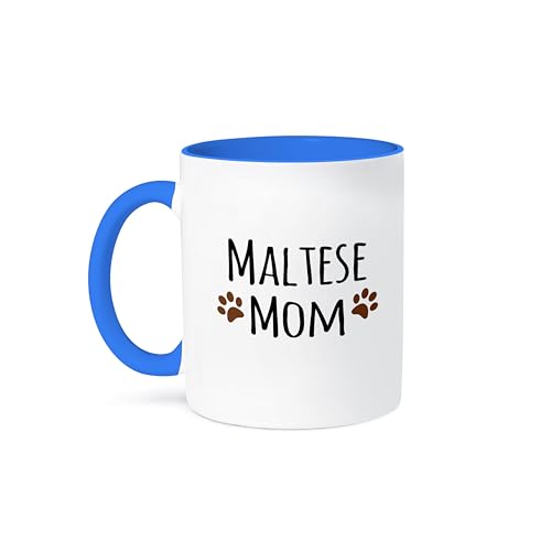 3dRose Coffee Mug, Size - 15oz - Maltese Terrier Dog Mom - Doggie by breed - muddy brown paw prints - doggy lover - pet owner mama Pet designs - funny coffee cup gift -  mug_154156_11