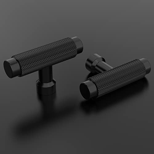 Asidrama 10 Pack Knurled Matte Black Kitchen Cabinet Knobs Dresser Knobs Drawer Knobs Single Hole Cabinet T Bar Pull Handles For Kitchen Wardrobe Cupboard #TOP3