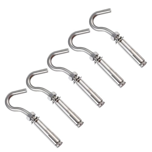 Beaupretty 5pcs 304 Stainless Steel Expansion Bolts Open Cup Hooks M8 Silver Heavy Duty Hanging Anchor Screws for Wall Drywall Industrial Use