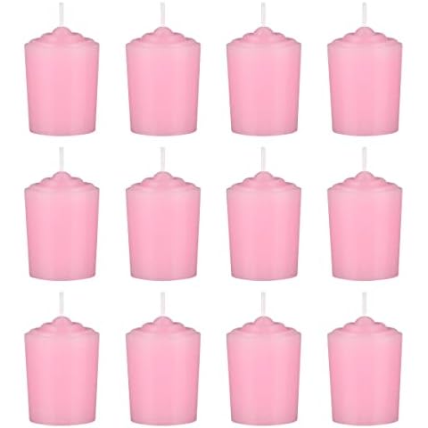 Mega Candles 12 pcs Unscented Pink Votive Candle, Hand Poured Wax Candles 15 Hours 1.5 Inch x 2.25 Inch, Home Décor, Wedding Receptions, Baby Showers, Birthdays, Celebrations, Party Favors & More Cover