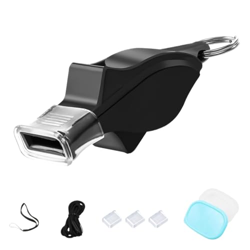 DIFLAX Silbato Set, Silbato para Entrenador o Árbitro Deportivo Profesional, con Cordón, Correa De Mano, 3 Protectores Dentales, Estuche, para Futbol Baloncesto Deportes al Aire Libre