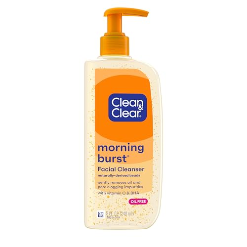 Clean & Clear Morning Burst Oil-Free Facial Cleanser with Vitamin C & BHA, Daily Nourishing Face Wash Gently Cleanses to Remove Oil & Pore Clogging Impurities, 8 fl. oz, 6 Pack