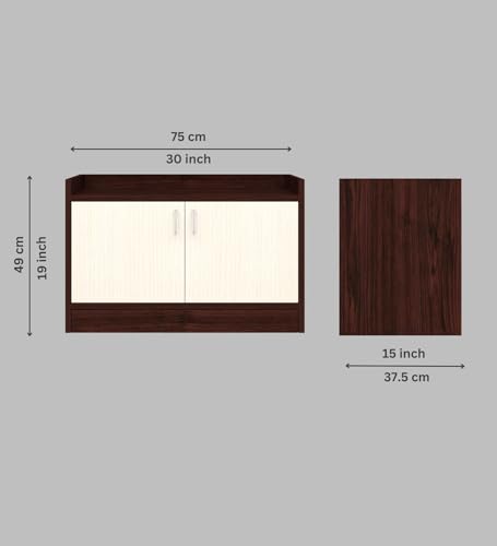 Image of SPECIALITY PANELS Wooden Shoe Cabinet with Cushion Seating Bench Shoe Rack with Doors Spacious Storage Shelves Entryway Shoe Organizer Cabinet for Home Living Room Bedroom Hallway | DIY Assembly