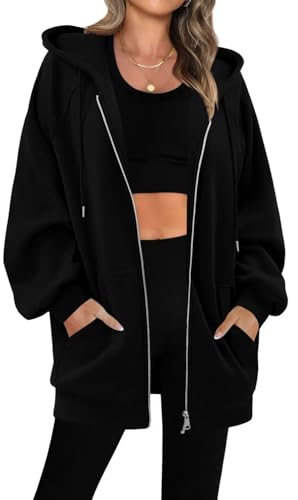 StunShow Womens Hoodies Black Zip Up Hoodie Women Y2k Oversized