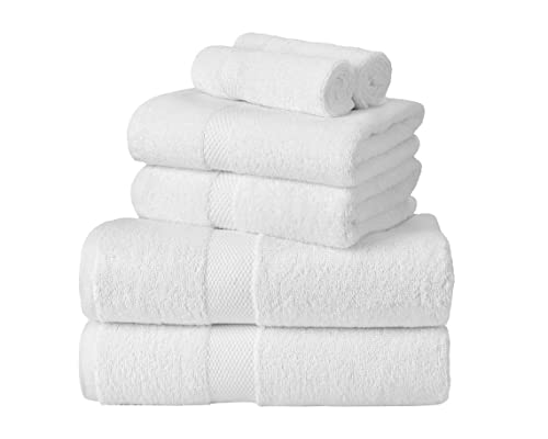 La Maison 100% Egyptian Cotton 600GSM Superior Towel Bale Set Hand Towel Bath Towel 6 Piece Super Soft Everyday Use (White)
