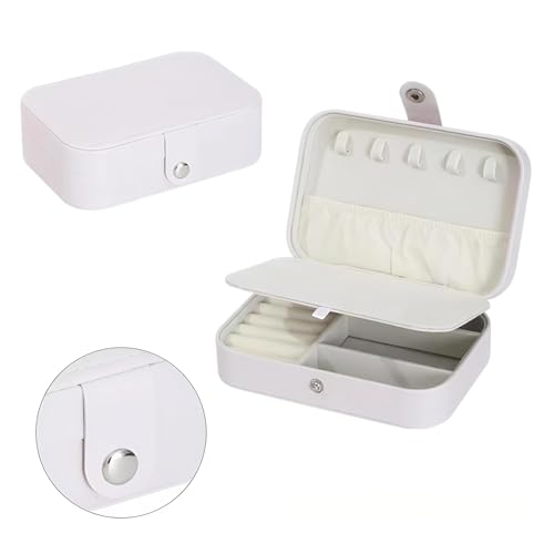 Image of Mini Jewellery Travel Case, PU Leather Organizer Box, Small Portable Jewellery Storage Holder for Womens Rings Earrings Necklaces (Elegant Lady Luxe)