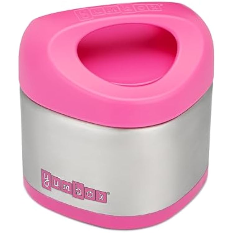 Yumbox Cubi Triple Insulated Stainless Steel Thermal Jar - 10oz Leakproof Hot & Cold Kids Food Jar - Wide Opening, Easy-Open Lid, Carry Handle - Bento Lunch Box for School - Hot Pink