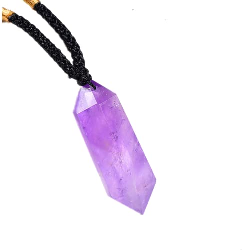 AITELEI Colgantes de Cristal curativo de Amatista Natural, Collar con Colgante de Piedras Preciosas de Doble Punta, joyería de Chakras para Hombres y Mujeres