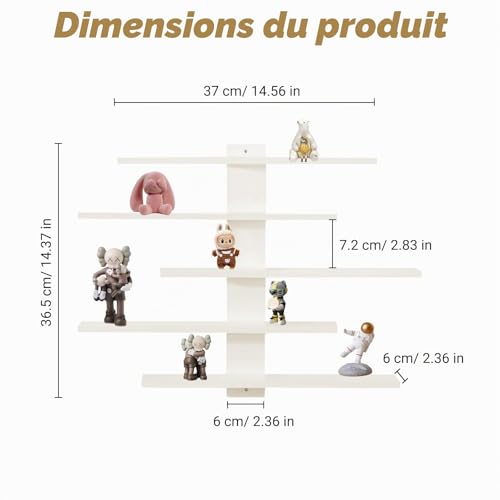 Étagère murale en PVC blanc pour figurines et mini décorations