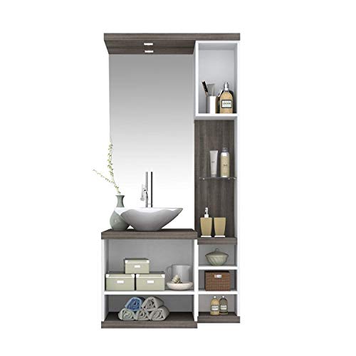 Gabinete para Banheiro sem Cuba com Espelheira Arezzo Siena Móveis Milano/Branco