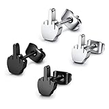 MENS PUNK EARRINGS: The design inspiration of the earrings comes from punk style, with exquisite middle finger bow elements, which are both fashionable and personalized. Simple yet avant-garde, suitable for both men and women to wear, perfectly showc...