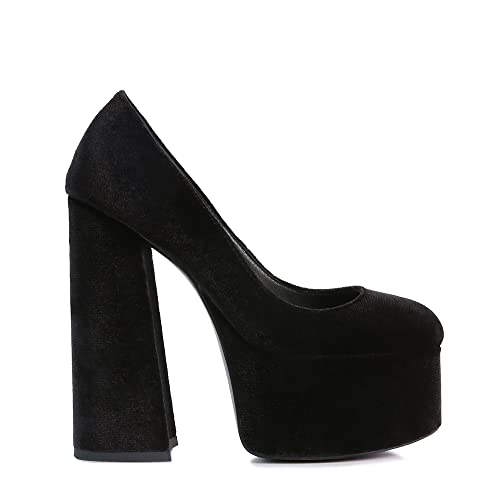 Old Novelty Platform Heel Velvet Pumps