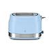 Swan ST19028BLU Retro 2 Slice Toaster with 6 Browning Levels for Toast, Bagels, Breakfast Muffins, Defrost/Reheat/Cancel, Hidden Cord Storage, Non-Slip Feet, 930W, Blue