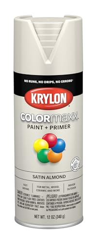 Image of Krylon K05554007 COLORmaxx Spray Paint and Primer for Indoor /Outdoor Use, Satin Almond, 12 Ounce (Pack of 1)