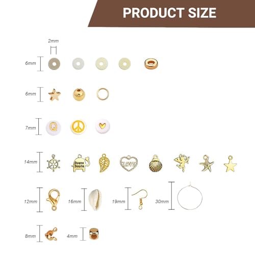 EMUFOOK 4000pcs Neutral Polymer Bead Bracelet Kit, Friendship Bracelet Making Jewelry Supplies with Gold, Heishi, Letter, and Neutral Clay Beads