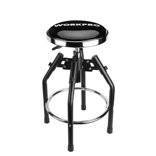WORKPRO Heavy Duty Adjustable Hydraulic Shop Stool,Garage Bar Stool, 29in to 33.86in, 330-Pound...
