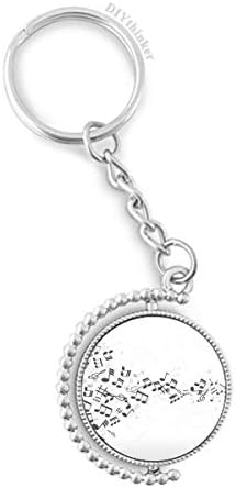 DIYthinker Black Twisted Music Notes White Rotatable Keyholder Ring Disc Accessories Chain Clip image 2
