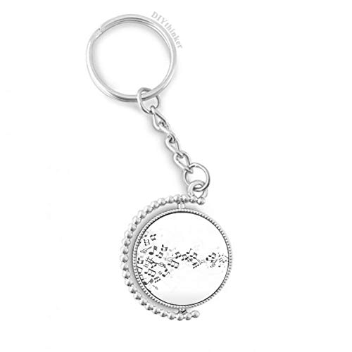 Llavero giratorio DIYthinker de notas de música blanca y anillo negro Twisted Pilgrim para llaves