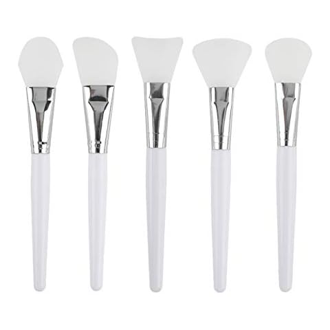 LARATH 5 Pieces Silicone Face Mask Brushes Facials Mud Applicator Brush Makeup Beauty Tool for Applying DIY Clay Mask Sleeping Mask, White Cover