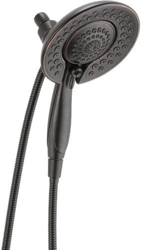 Delta Faucet 5-Spray In2ition 2-in-1 Dual Shower Head with HandHeld Spray, Oil Rubbed Bronze Hand...