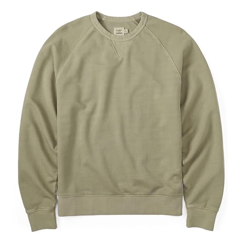 Huckberry Flint and Tinder Midweight Terry Crewneck Sweatshirt for Men, Garment-Dyed Mens Sweatshirts Crewneck