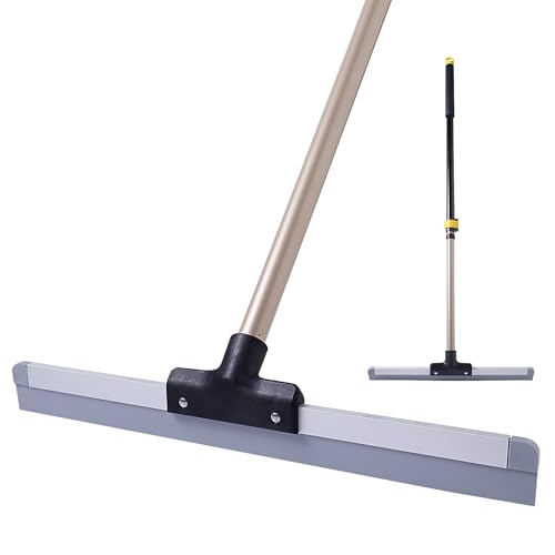 Yocada Floor Squeegee Scrubber Broom Rubber TPR Blade Telescopic Pole