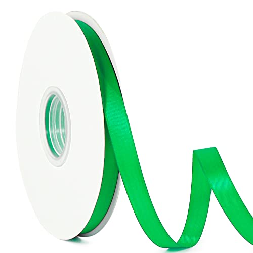 Green 1/2" X 50 Yards Solid Color Satin Ribbon, Double Faced High Density Polyester Fabric Ribbon for Gifts Wrapping, Wedding, Party, Crafts, Hair Bows, Home DIY Decor Ornaments
