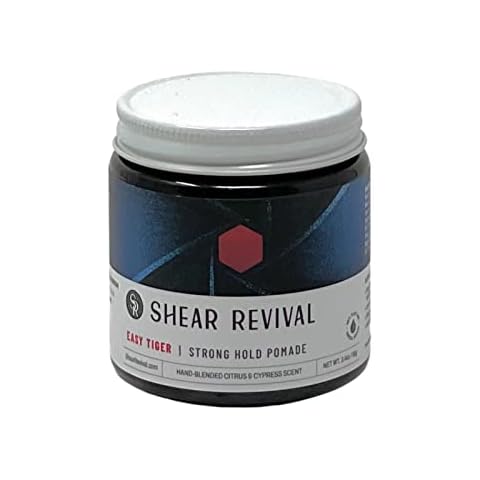 Shear Revival Easy Tiger Pomade | Hair Styling & Grooming Cream for Men | Strong Hold Semi-Matte | Citrusy Scent Conditions & Revitalizes with Shea Butter, Castor Oil, Avocado & Jojoba Oil 3.4oz Cover