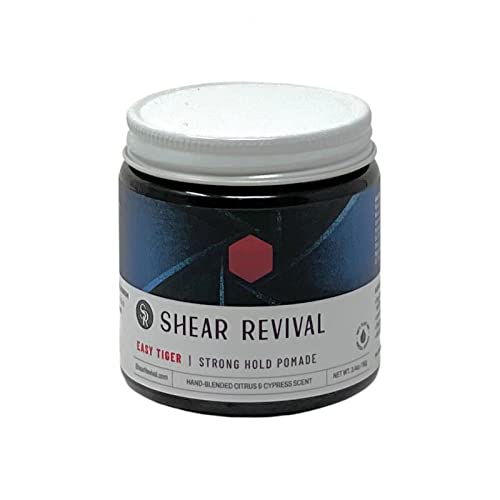 Shear Revival Easy Tiger Pomade, Firm Hold Oil-Based Hair Styling for Men, Semi-Matte Finish, Classic Shine